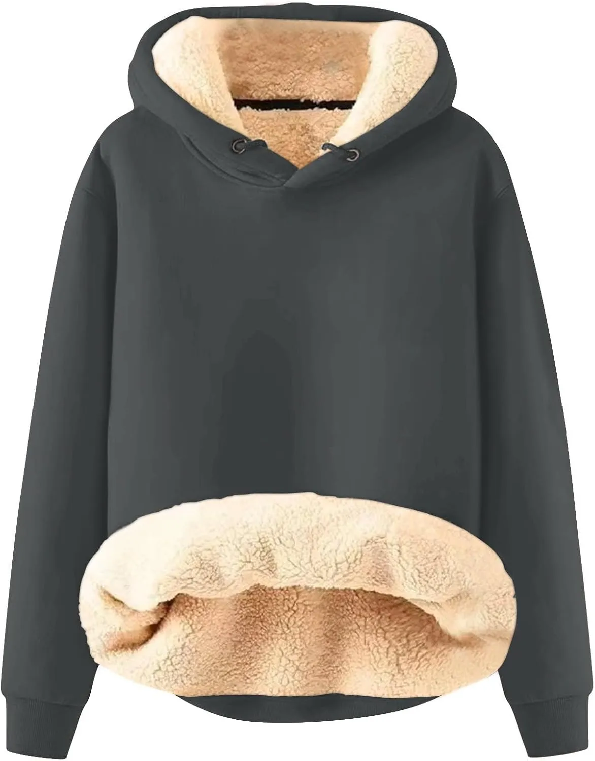 Sherpa Lined Hoodie Men Athletic Long Sleeve Oversized Hooded Sweatshirt Winter Warm Casual Comfy Fleece Pullover