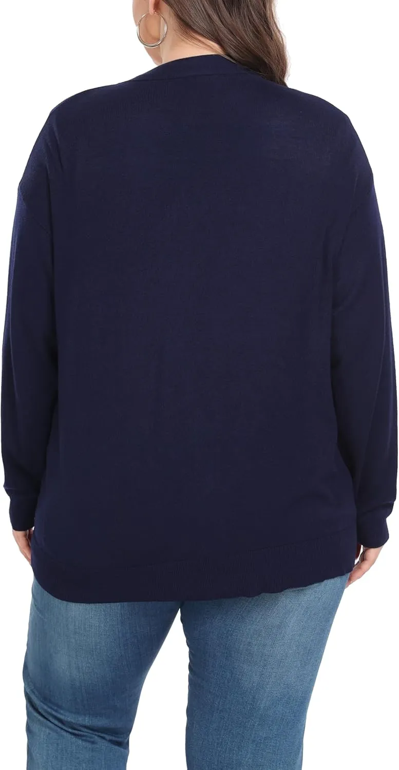 Shiaili Classic Plus Size Sweater for Women Non-Bulky Soft Stretch Cardigans