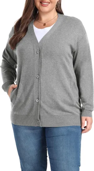 Shiaili Classic Plus Size Sweater for Women Non-Bulky Soft Stretch Cardigans