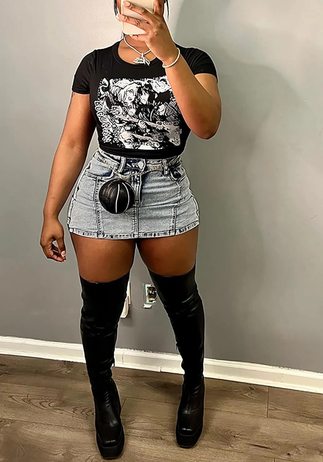 SHINFY Women's Mini Skirt Skorts High Waisted Y2K Pleated Skirts Denim Skort Jeans Shorts