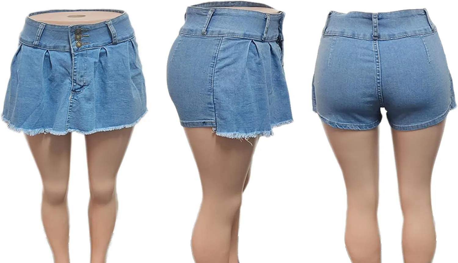 SHINFY Women's Mini Skirt Skorts High Waisted Y2K Pleated Skirts Denim Skort Jeans Shorts