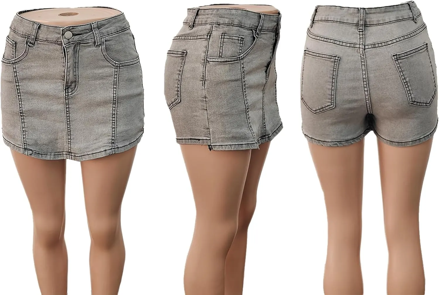 SHINFY Women's Mini Skirt Skorts High Waisted Y2K Pleated Skirts Denim Skort Jeans Shorts
