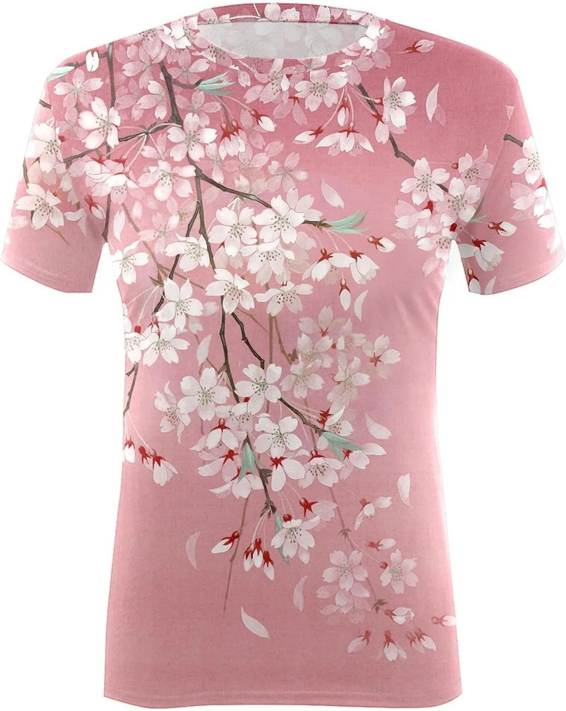 Short Sleeve Cute Tops for Women Dressy Casual Boho Floral Print Shirt Fashion Round Neck Pullover Top Summer Blouse