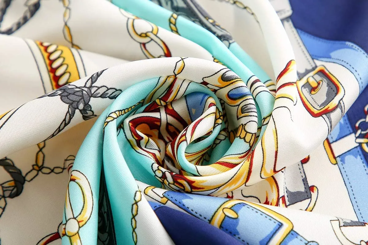 Silk Feeling Scarf Ladies Large Square Satin Headscarf Shawl Neckerchiefs Hair Scarves and Wraps 90x90cm