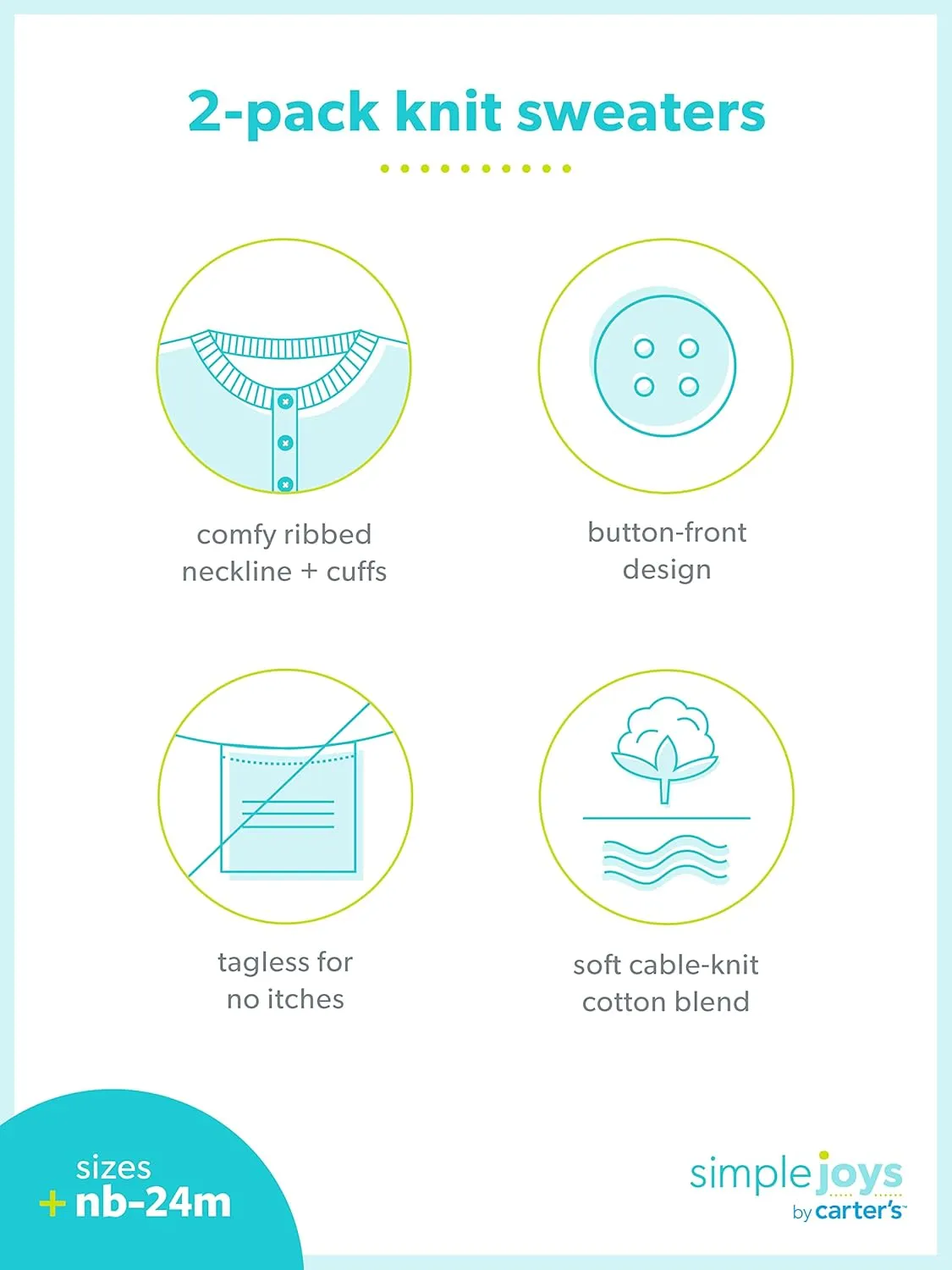 Simple Joys by Carter's Baby 2-Pack Neutral Knit Cardigan Sweaters