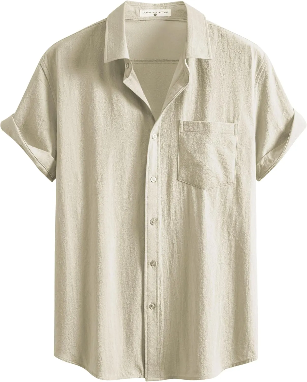 SIR7 Mens Summer Short Sleeve Cotton Linen Shirts Casual Button Down Shirts Beach Vacation Wedding Tops
