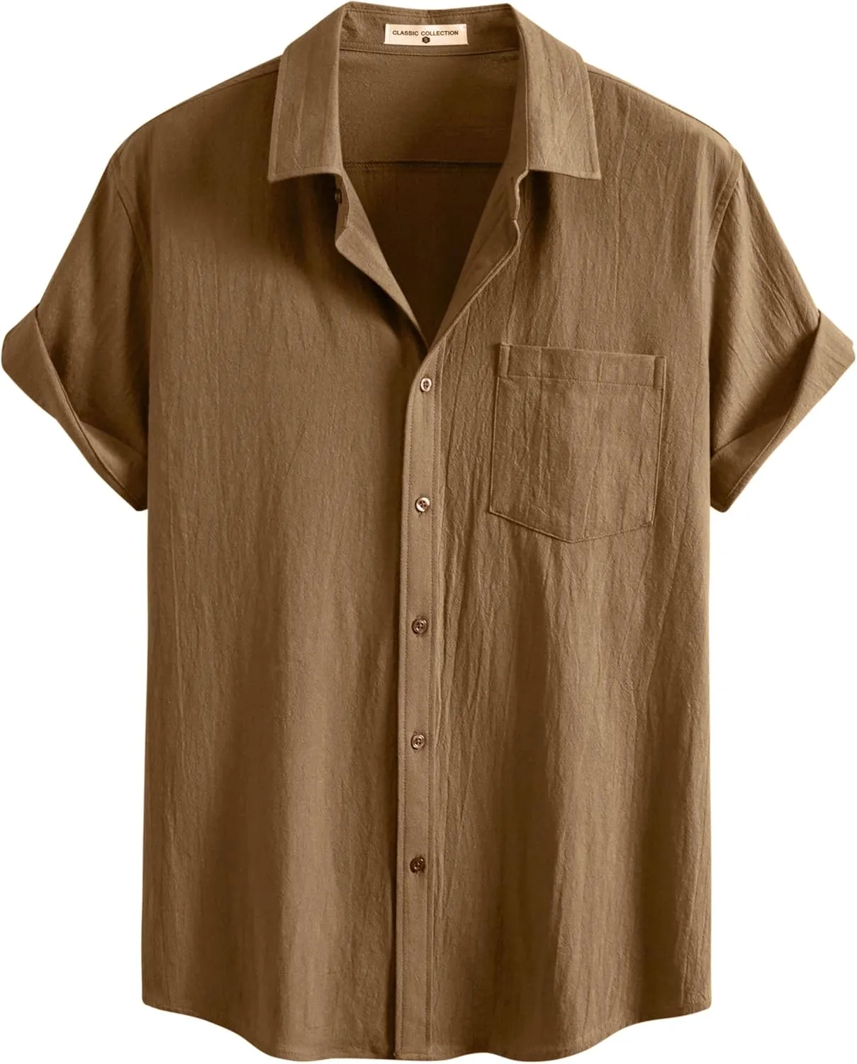 SIR7 Mens Summer Short Sleeve Cotton Linen Shirts Casual Button Down Shirts Beach Vacation Wedding Tops