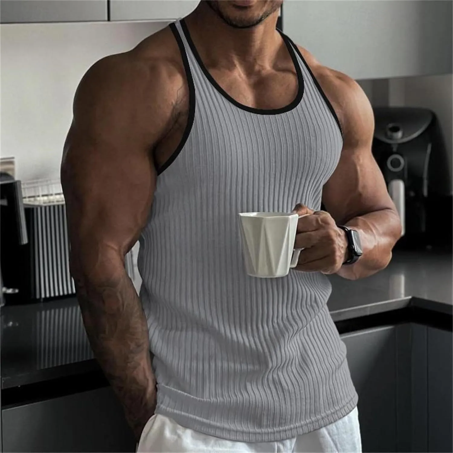Sleeveless Shirts for Men Spring Casual O Tank Neck Flag Blouse Men Tops Men's Tank Tops Black Shirts for Men Mens