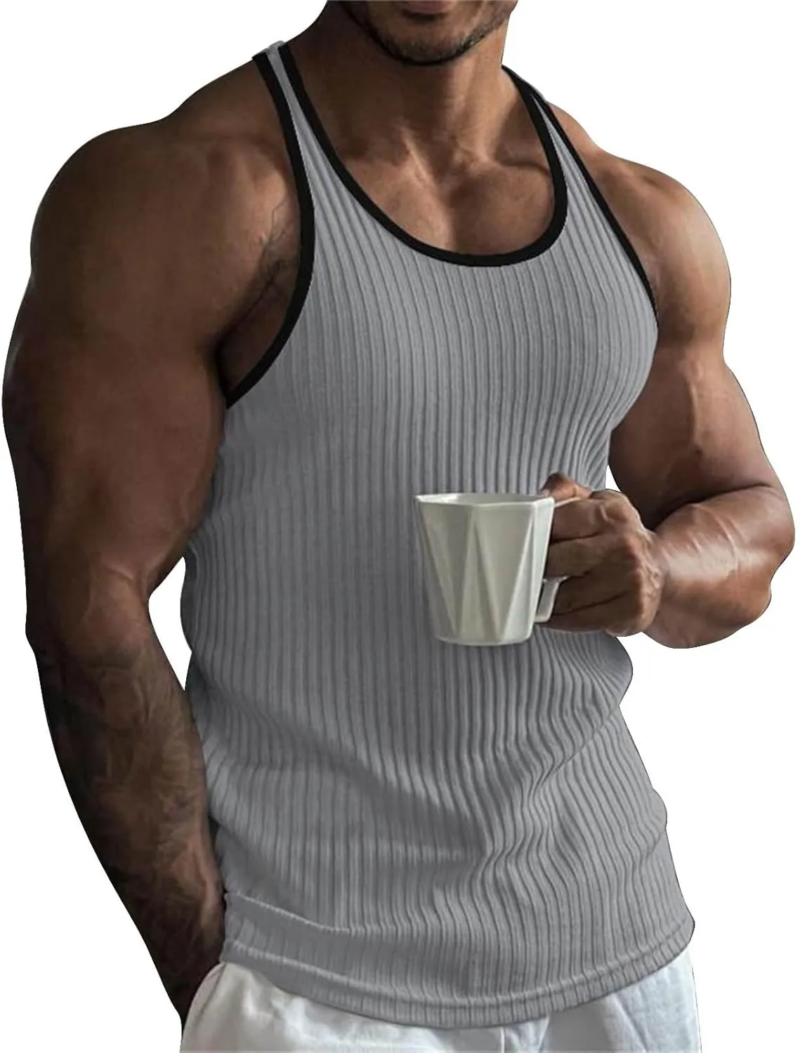 Sleeveless Shirts for Men Spring Casual O Tank Neck Flag Blouse Men Tops Men's Tank Tops Black Shirts for Men Mens