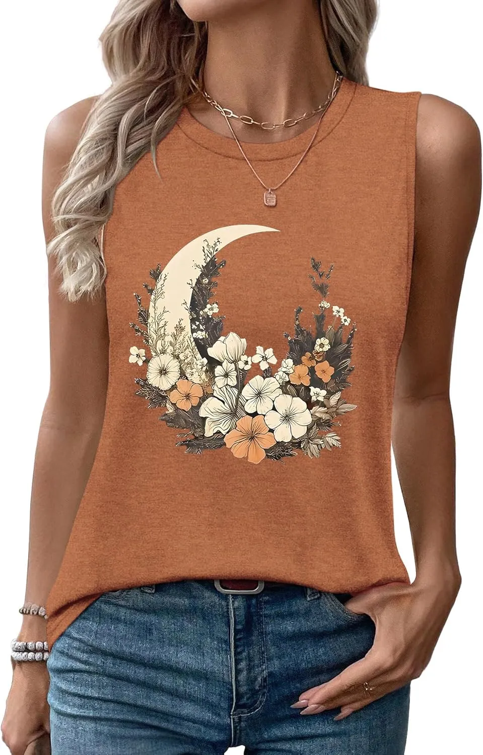 Sleeveless Tank Tops for Women 2025 Summer Casual Blouses Graphic Tees Loose Fit Crewneck Vacation Outfits Shirts