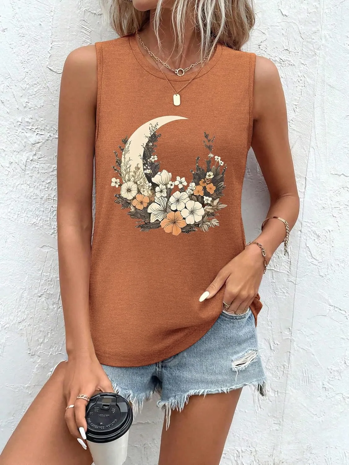 Sleeveless Tank Tops for Women 2025 Summer Casual Blouses Graphic Tees Loose Fit Crewneck Vacation Outfits Shirts