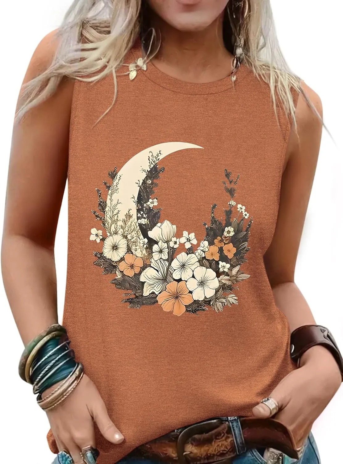 Sleeveless Tank Tops for Women 2025 Summer Casual Blouses Graphic Tees Loose Fit Crewneck Vacation Outfits Shirts