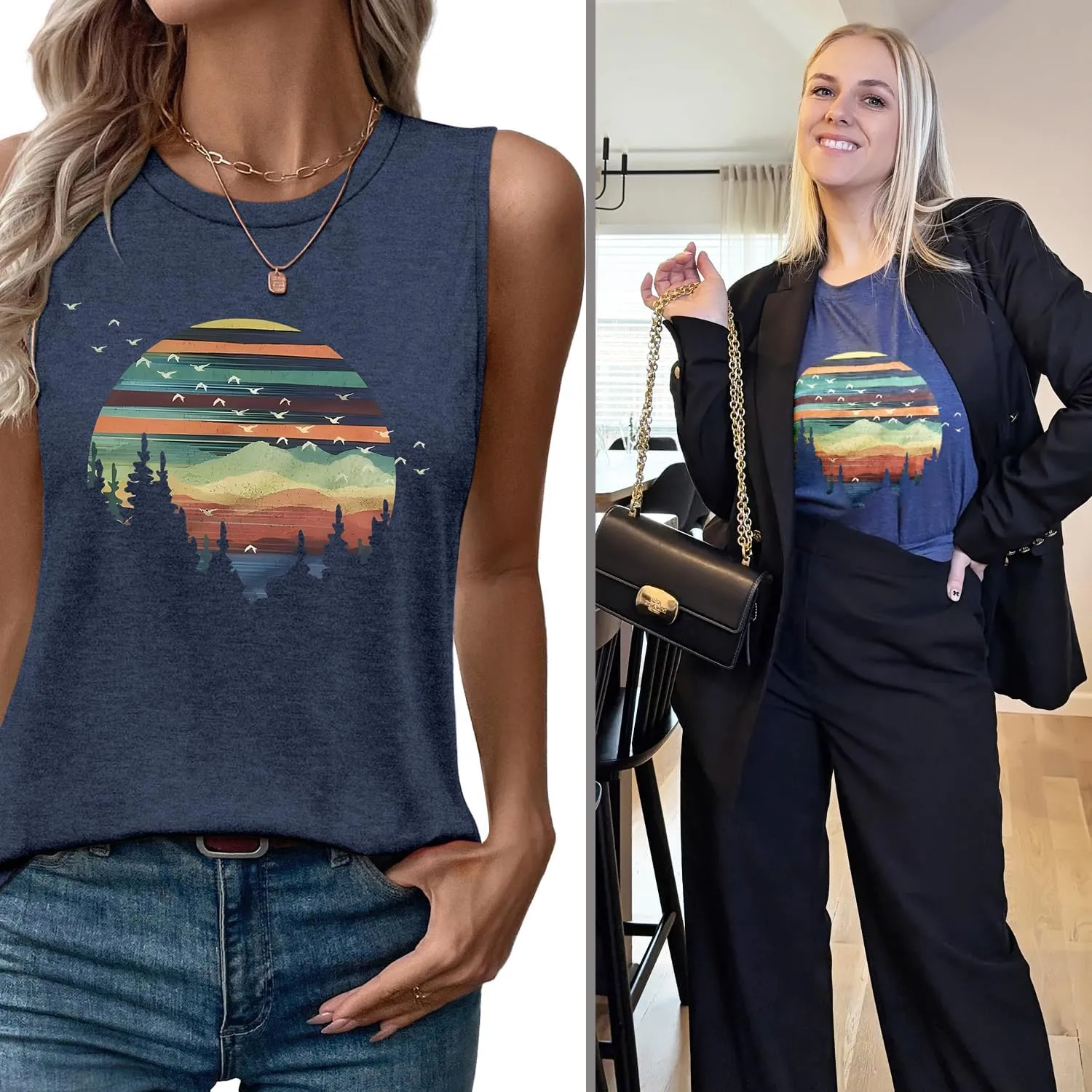 Sleeveless Tank Tops for Women 2025 Summer Casual Blouses Graphic Tees Loose Fit Crewneck Vacation Outfits Shirts