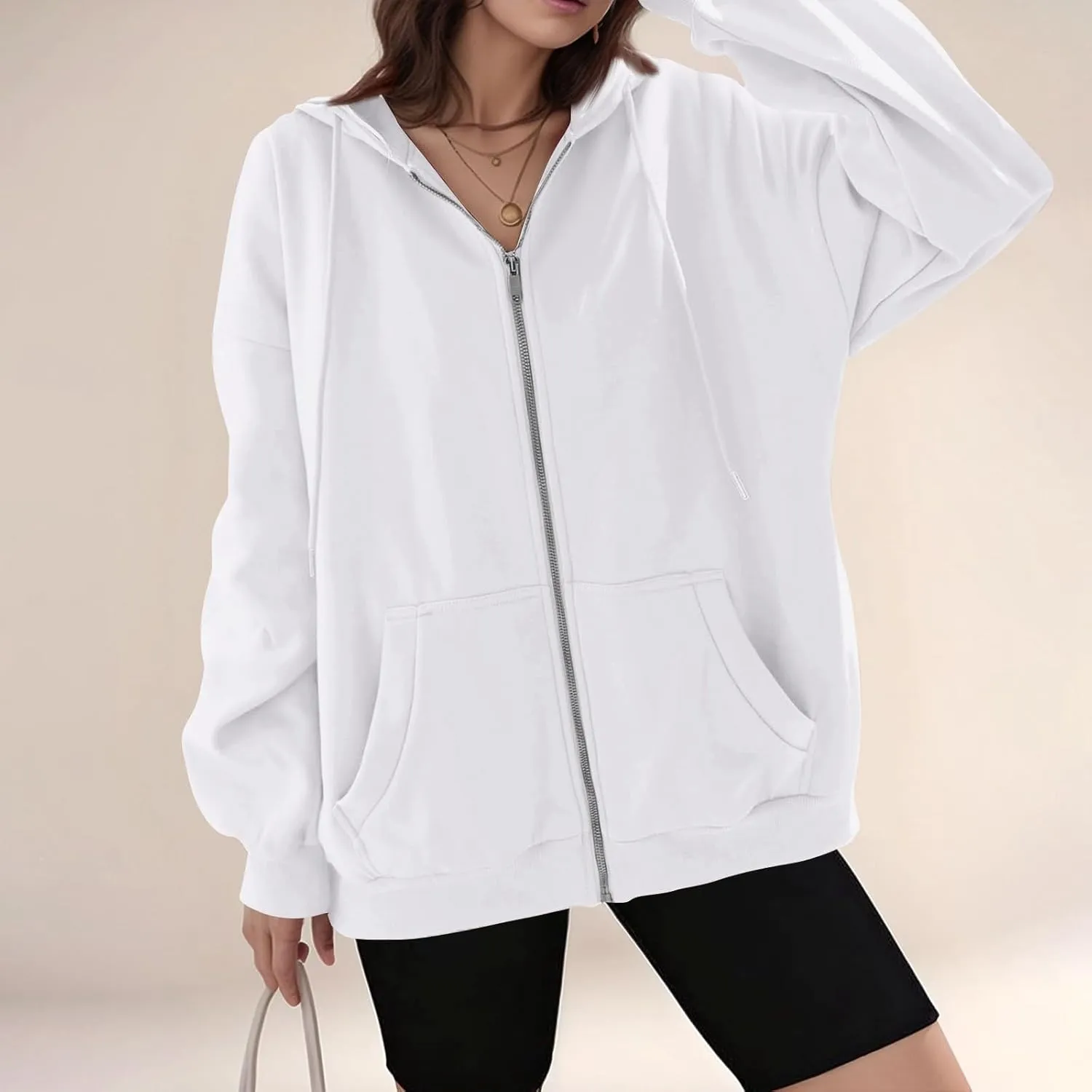 slqdgmryz Womens Zip Up Hoodies Oversized Fleece Jacket Winter Plain Y2k Hoodie Drawstring Hooded Sweatshirt with Pockets