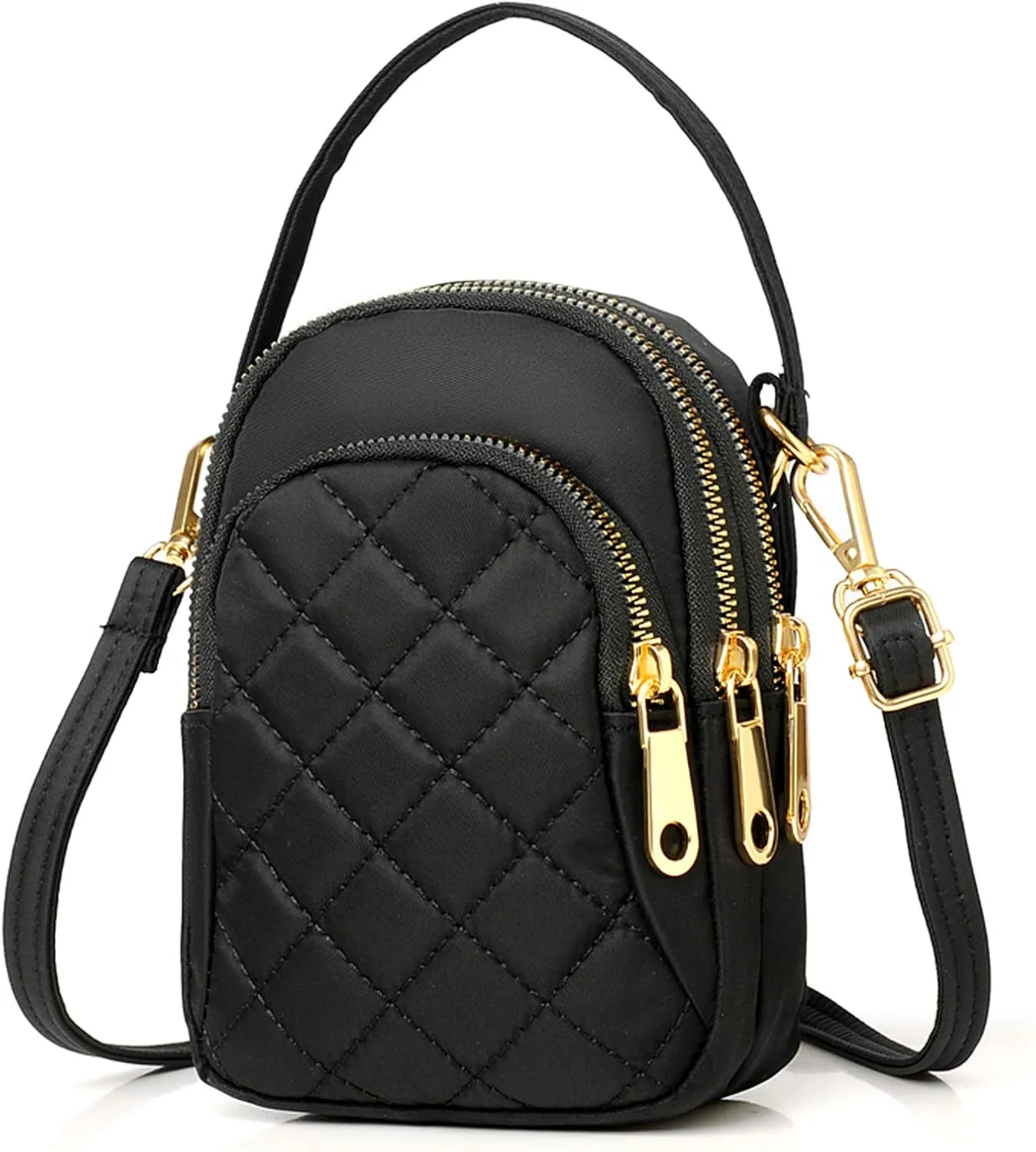 Small Crossbody Phone Bag for Women Quilted Purse Nylon Cell Phone Cross Body Wallet iphone Handbag