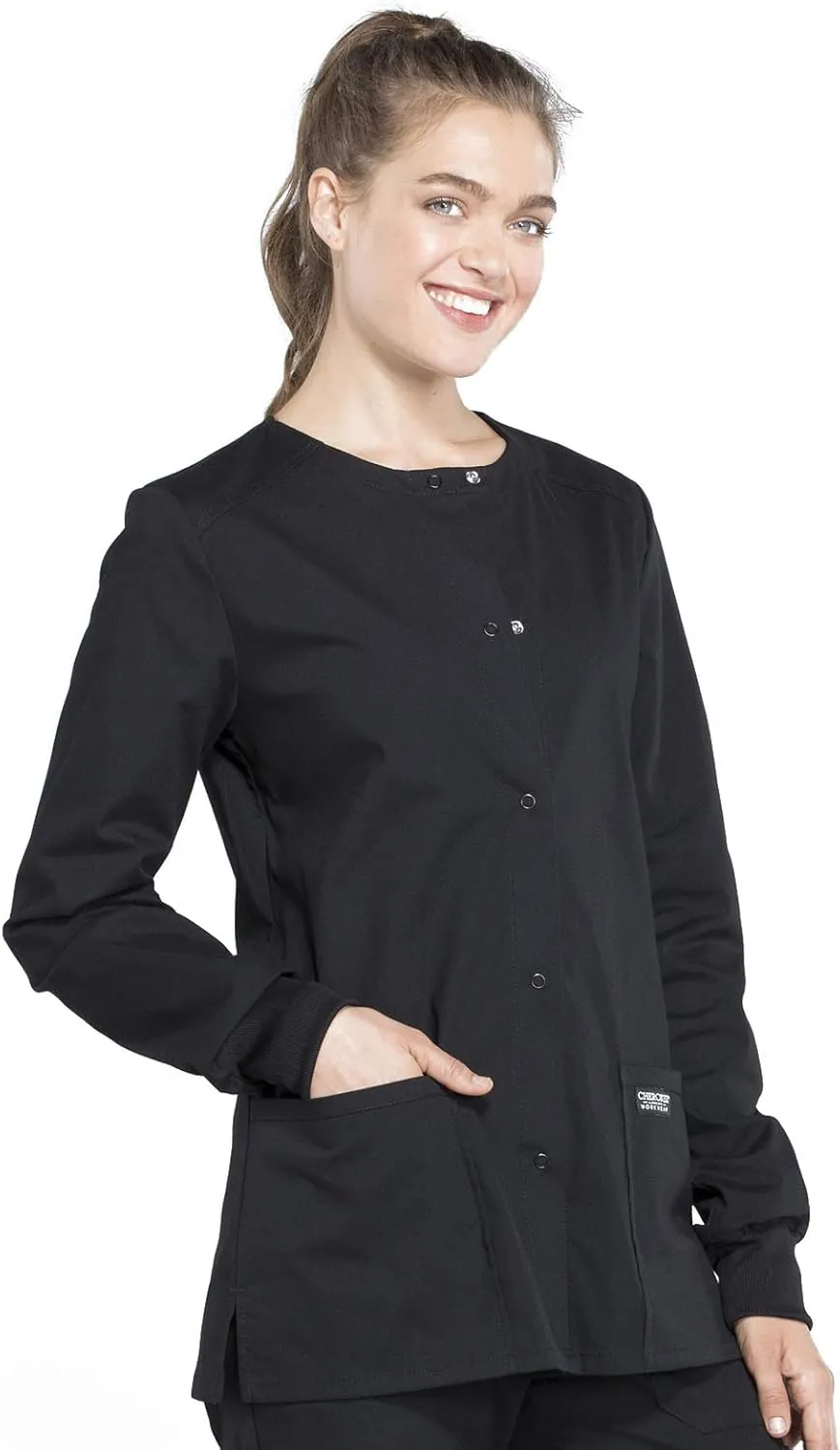 Snap Front Scrub Jackets for Women, Workwear Professionals Soft Stretch WW340