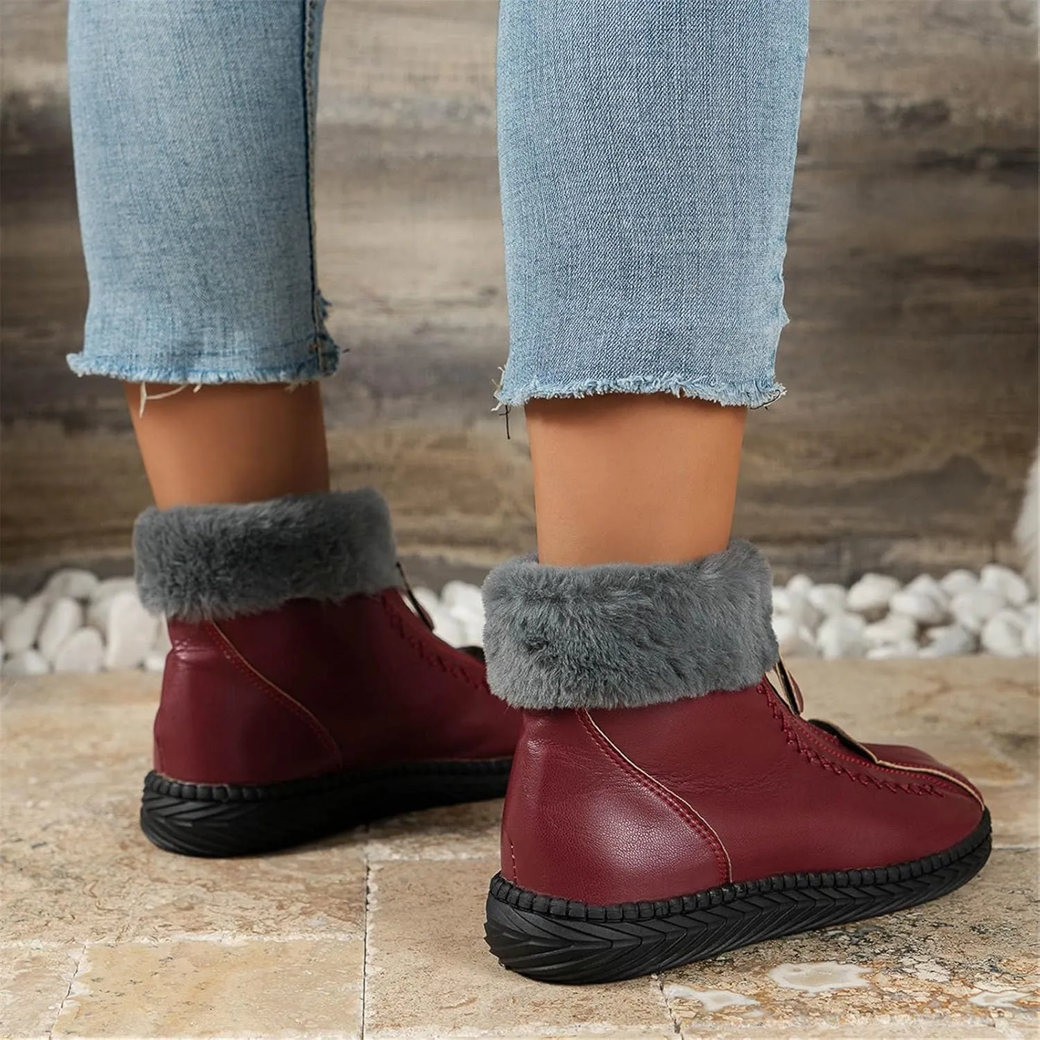 Snow Boots for Women Cute 10 Wide Womens Waterproof Snow Boots Size 6 Womens Winter Boots Slip Resistant Waterproof Work Boots for Women Botas De Invierno Para Mujer De Tacon Bajo Ortopedicas