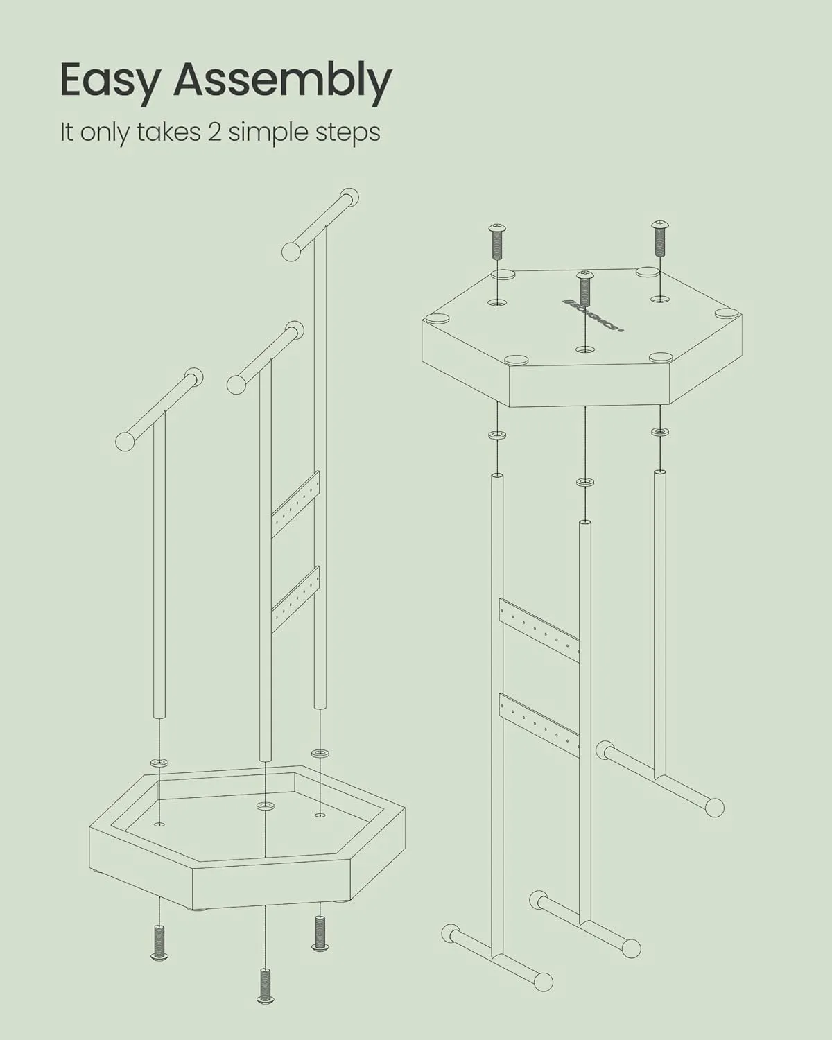 SONGMICS Jewelry Holder, Jewelry Organizer, 3 Tiers and 1 Tray, Jewelry Display Stand with Metal Frame, Necklace Earring Bracelet Holder, for Rings, Laurel Green and Cloud White UJJS003C01