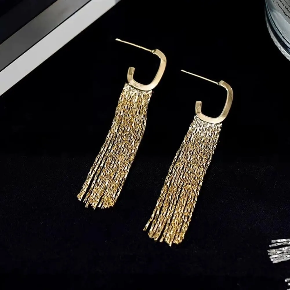 Sparkly Tassel Drop Earrings for Women Delicacy Linear Dangle Statement Earrings Long Fringe Chain Chandelier Earrings Party Wedding Jewelry Gifts