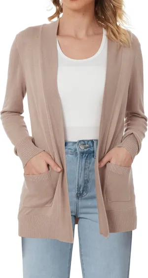Spicy Sandia Women's Knit Cardigan Open Front Long Sleeve Sweater with Pockets Lightweight Fall Trendy Dressy Casual