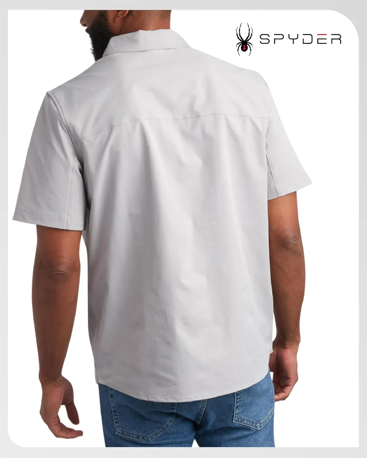 Spyder Mens Short Sleeve Button Down Shirts - Lightweight Stretch Ripstop Collared Wrinkle Free Dress Shirts for Men (S-XL)