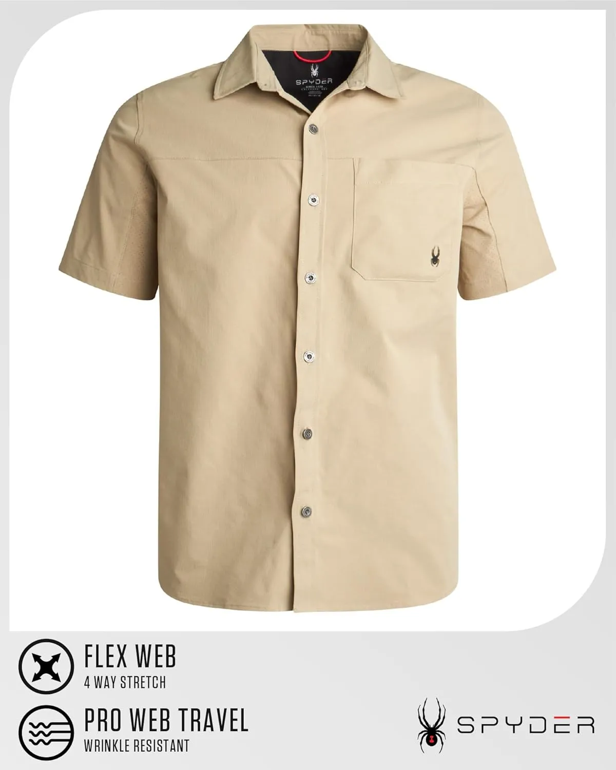 Spyder Mens Short Sleeve Button Down Shirts - Lightweight Stretch Ripstop Collared Wrinkle Free Dress Shirts for Men (S-XL)