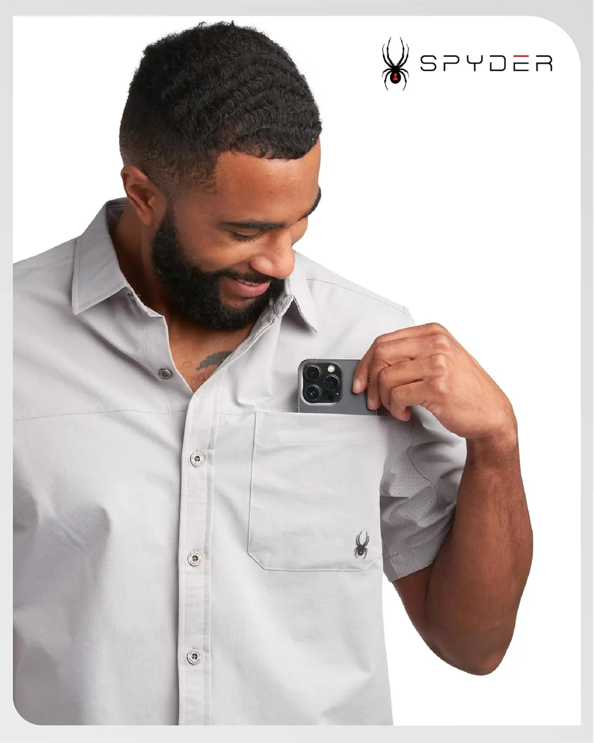 Spyder Mens Short Sleeve Button Down Shirts - Lightweight Stretch Ripstop Collared Wrinkle Free Dress Shirts for Men (S-XL)