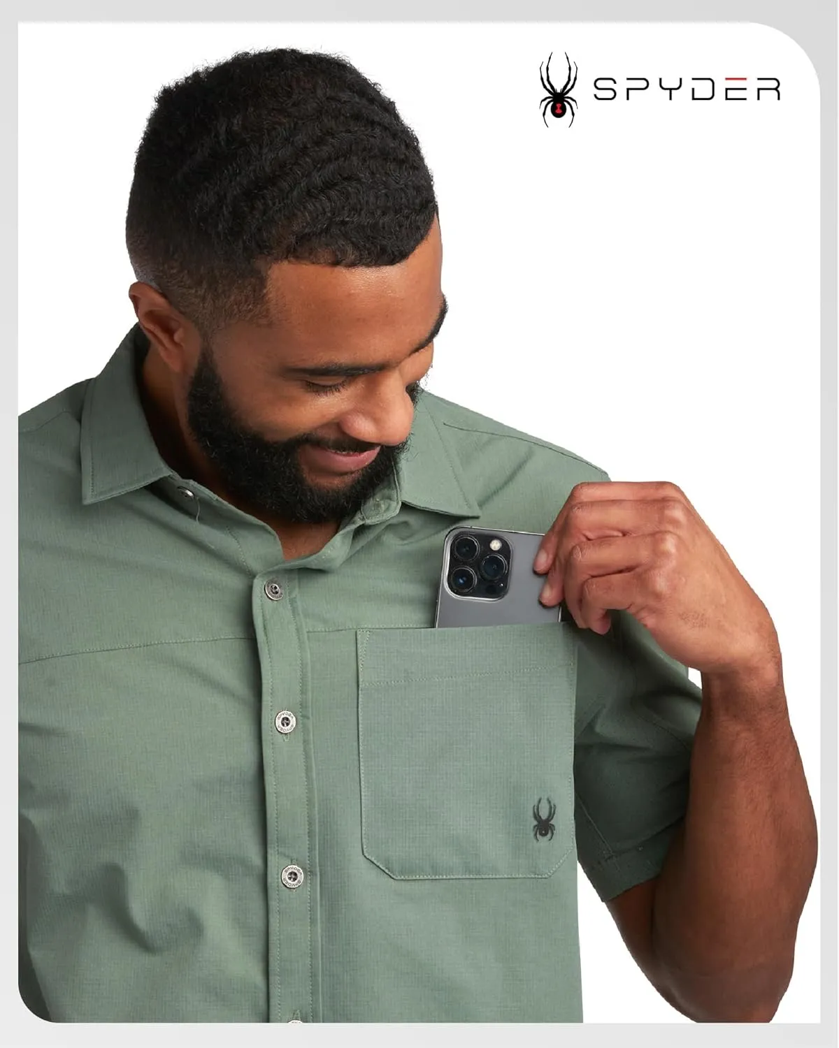 Spyder Mens Short Sleeve Button Down Shirts - Lightweight Stretch Ripstop Collared Wrinkle Free Dress Shirts for Men (S-XL)