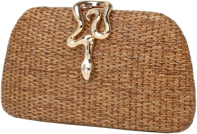 Straw Clutch Purses for Women Beach Vacation Purse Elegant Evening Bag for Parties, Weddings, and Formal Events