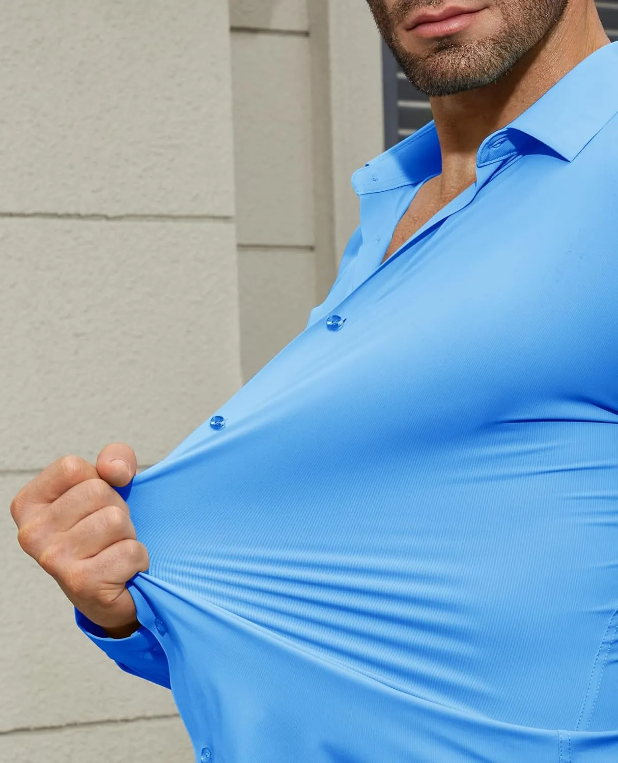 Stretch Mens Dress Shirts Long Sleeve Muscle Fit Dress Shirts for Men Slim Fit Big and Tall Mens Button Down Shirt