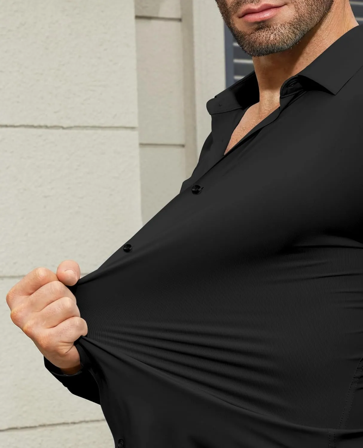 Stretch Mens Dress Shirts Long Sleeve Muscle Fit Dress Shirts for Men Slim Fit Big and Tall Mens Button Down Shirt