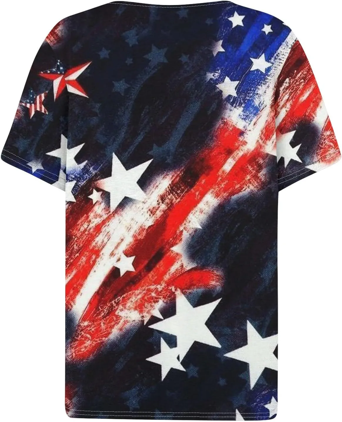 Summer Tops for Women 2024 4th of July Short Sleeve Henley Shirts for Women Button Down Casual American Flag Tops