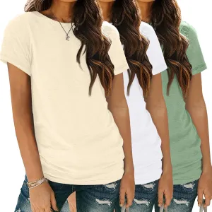 SUNBS Womens 3 Pack T-Shirts Short Sleeve Summer Tops Fashion Basic Tees Comfy Casual Vacation Outfits Workout Clothes 2025