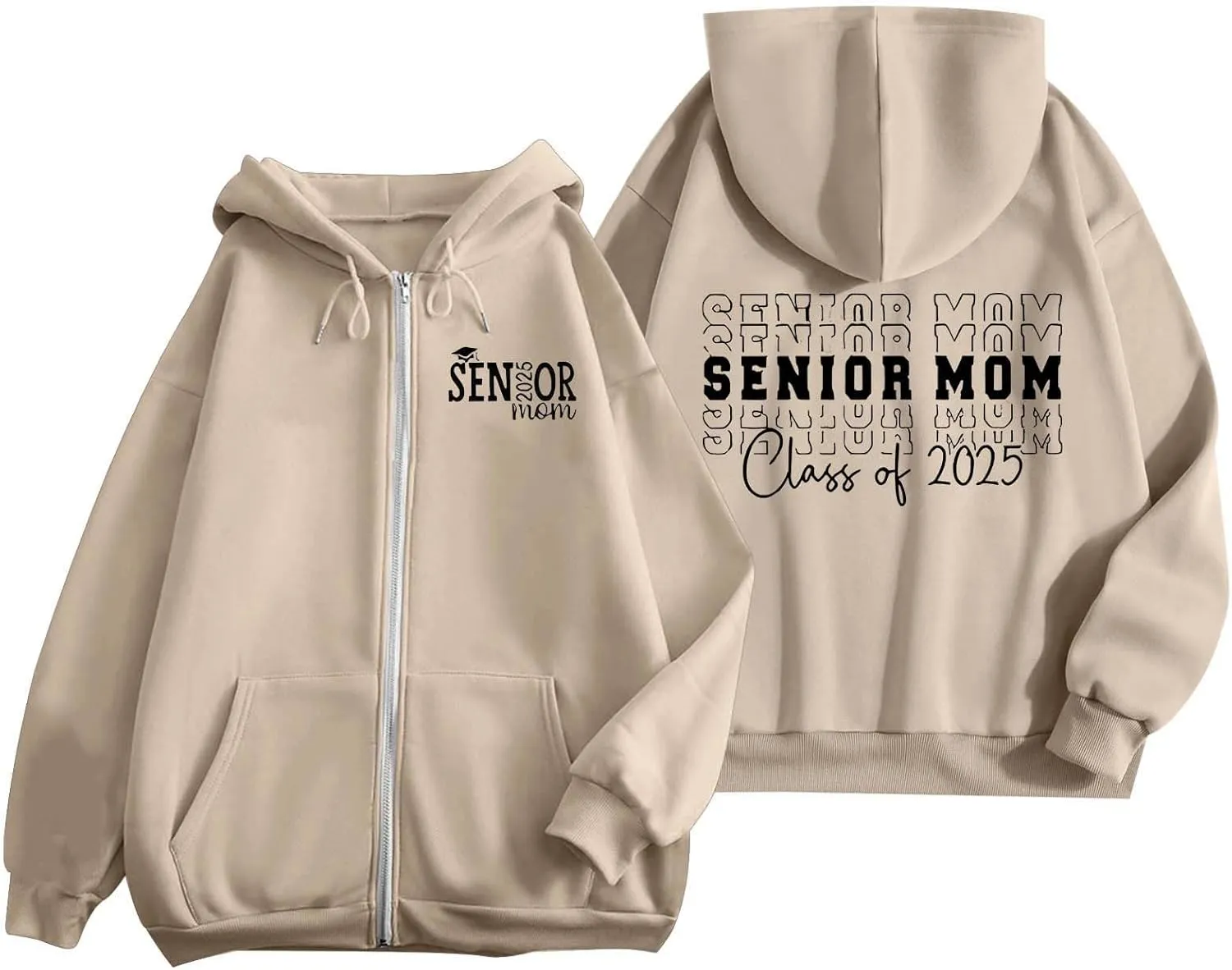Sweatshirt for Women Senior Mom 2025 Womens Zip Up Hoodies Long Sleeve Fall Oversized Sweatshirts