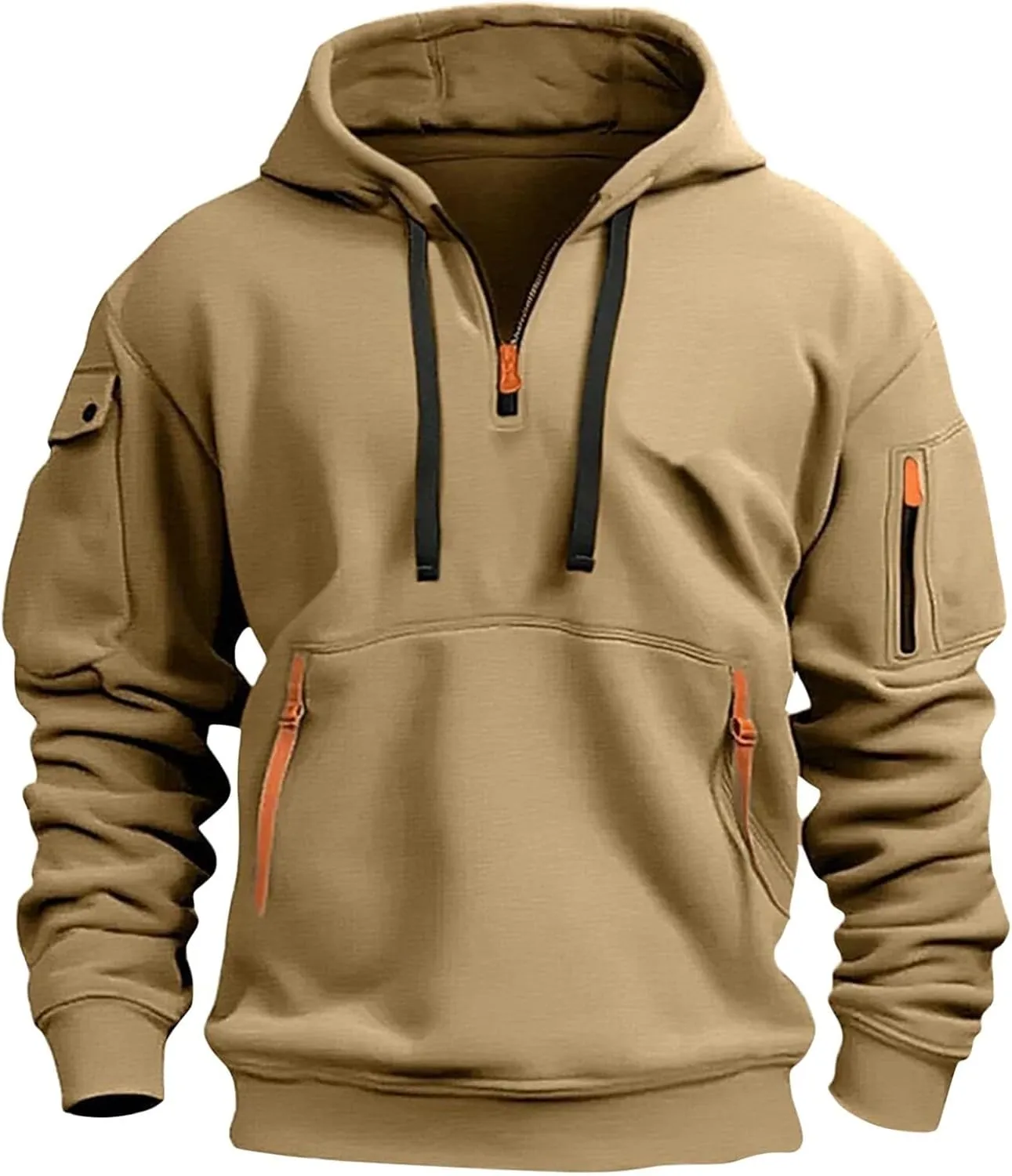 Sweatshirts for Men 1/4 Zip Soft Lightweight Fashion Drawstring Men's Sweatshirts Cool Vintage Hoodie with Pockets