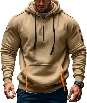 Sweatshirts for Men 1/4 Zip Soft Lightweight Fashion Drawstring Men's Sweatshirts Cool Vintage Hoodie with Pockets