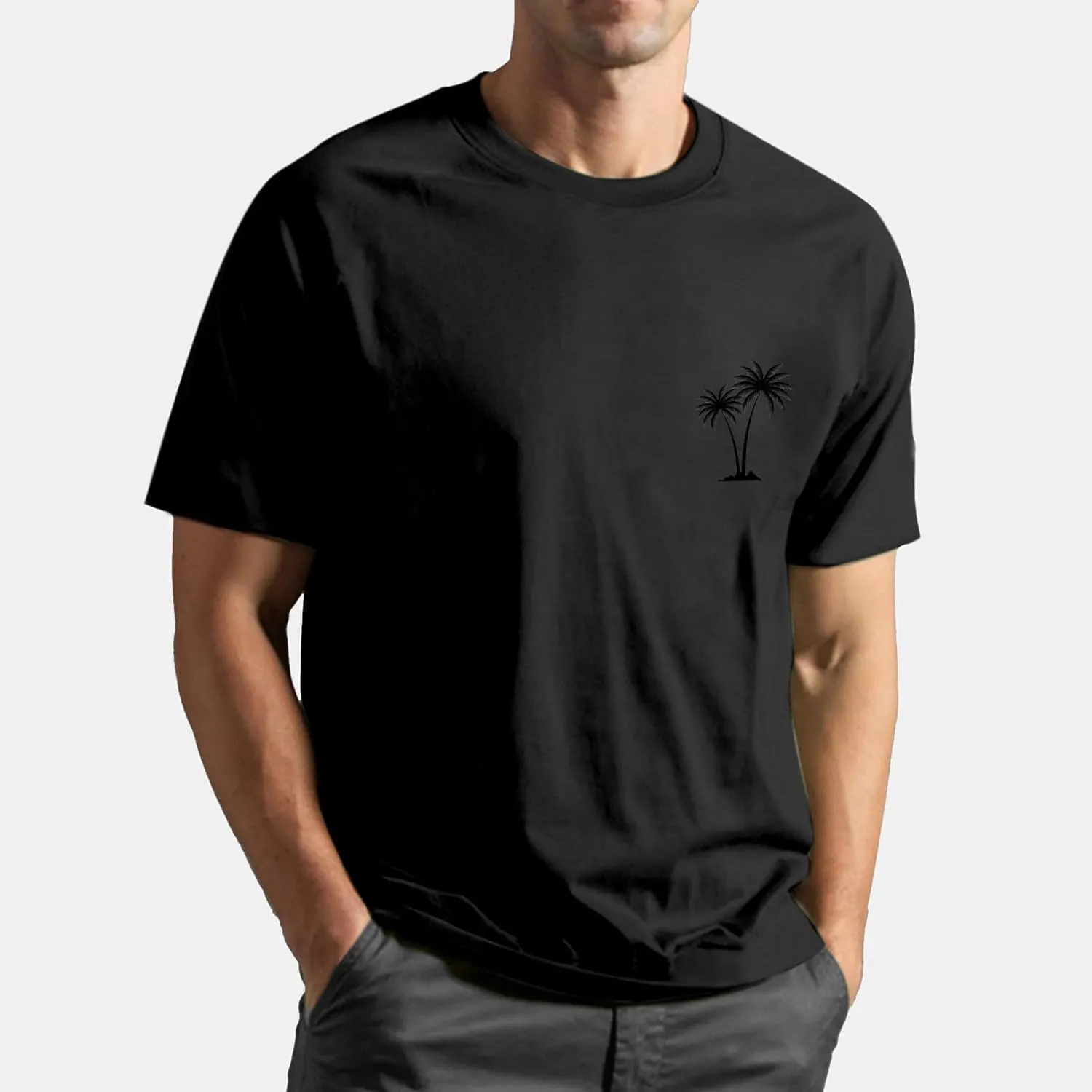 T Shirts for Man Palm Tree Printed Graphic Tees Casual Summer Beach Tops Short Sleeve Crew Neck Basic Tee Shirts