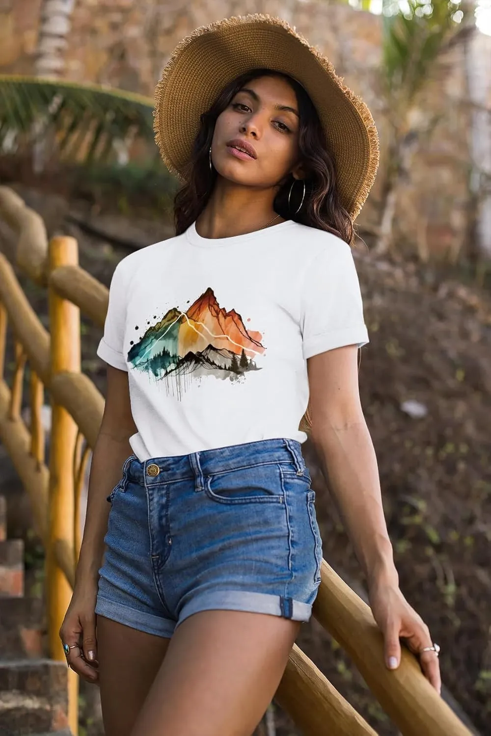 T Shirts for Women Crewneck Boho Flowers Wildflowers Graphic Tees 2025 Summer Cute Shirts Short Sleeve Tops