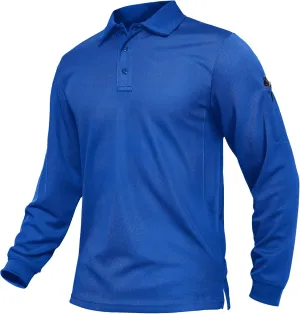 TACVASEN Men's Polo Shirts Long Sleeve Quick Dry Shirt Performance Tactical Shirts Golf Shirt Casual Outdoor Work Shirt