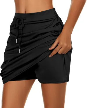 Tennis Skirt for Women Athletic Drawstring High Waisted Skorts with Built in Shorts Pockets Gym Sports Golf Skirts