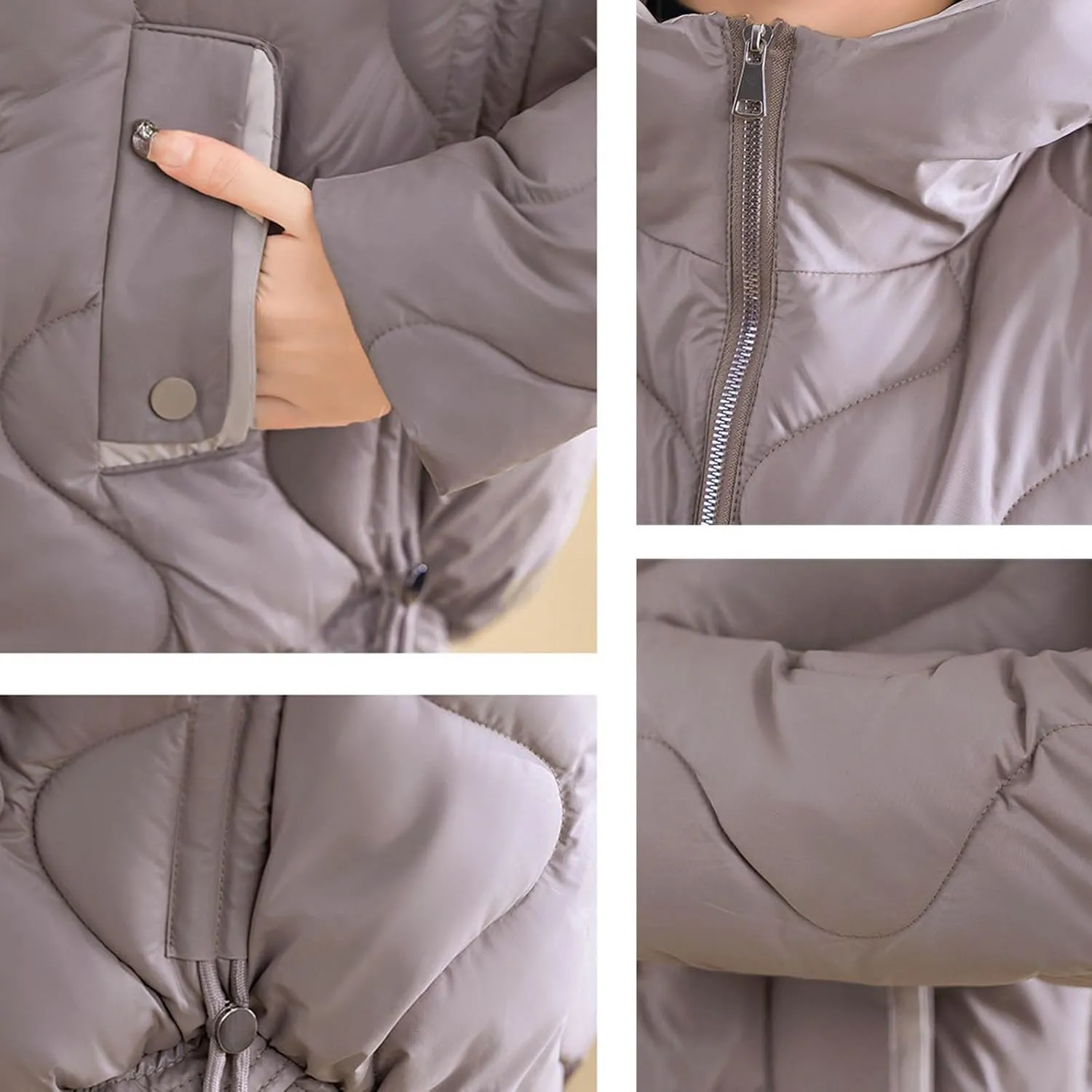 Thicken Winter Coats For Women Baggy Zip Up Cropped Quilted Jackets Soft Lightweight Long Sleeve Down Coats With Hood