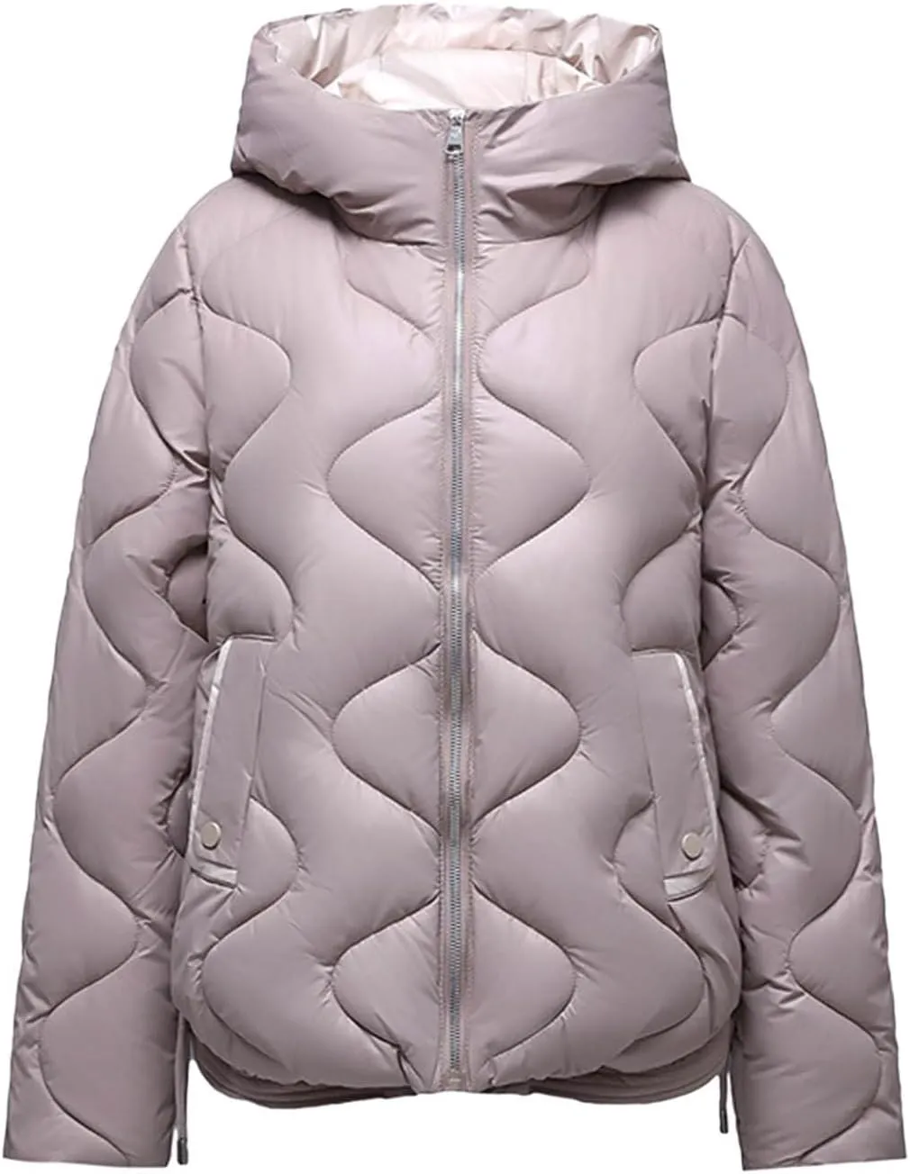 Thicken Winter Coats For Women Baggy Zip Up Cropped Quilted Jackets Soft Lightweight Long Sleeve Down Coats With Hood