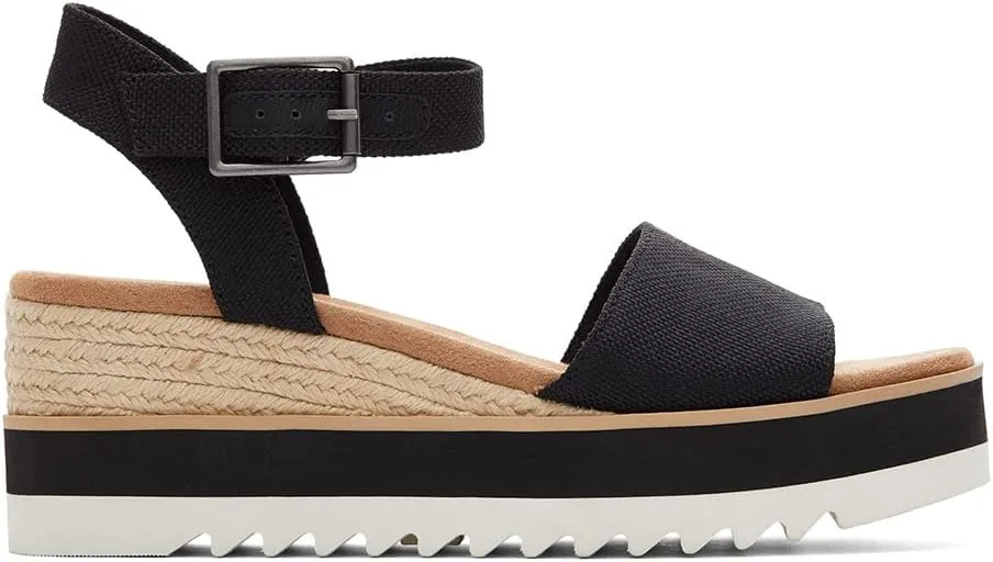 TOMS Womens Diana Platform Espadrille Casual Sandals Casual Mid Heel 2-3" - Black - Size 5.5 B