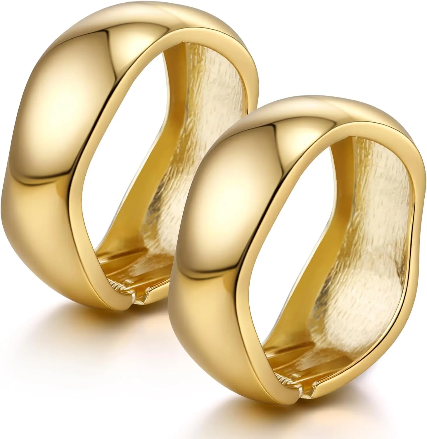 Tondiamo 2 Pcs Chunky Gold Bangle Bracelets Hinged Cuff Open Wide Chunky Cuffs Bracelet for Women Arm Wrist Bangle Gift