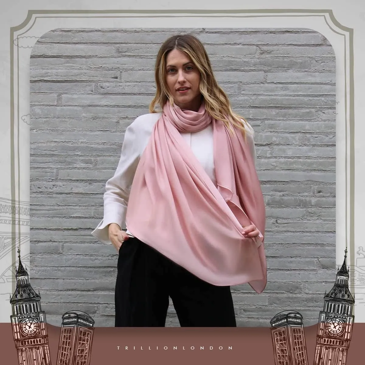Trillion London Spring Collection Plain Scarves | Silk Neck Scarf For Women | Ladies Lightweight Scarf Shawl Wraps