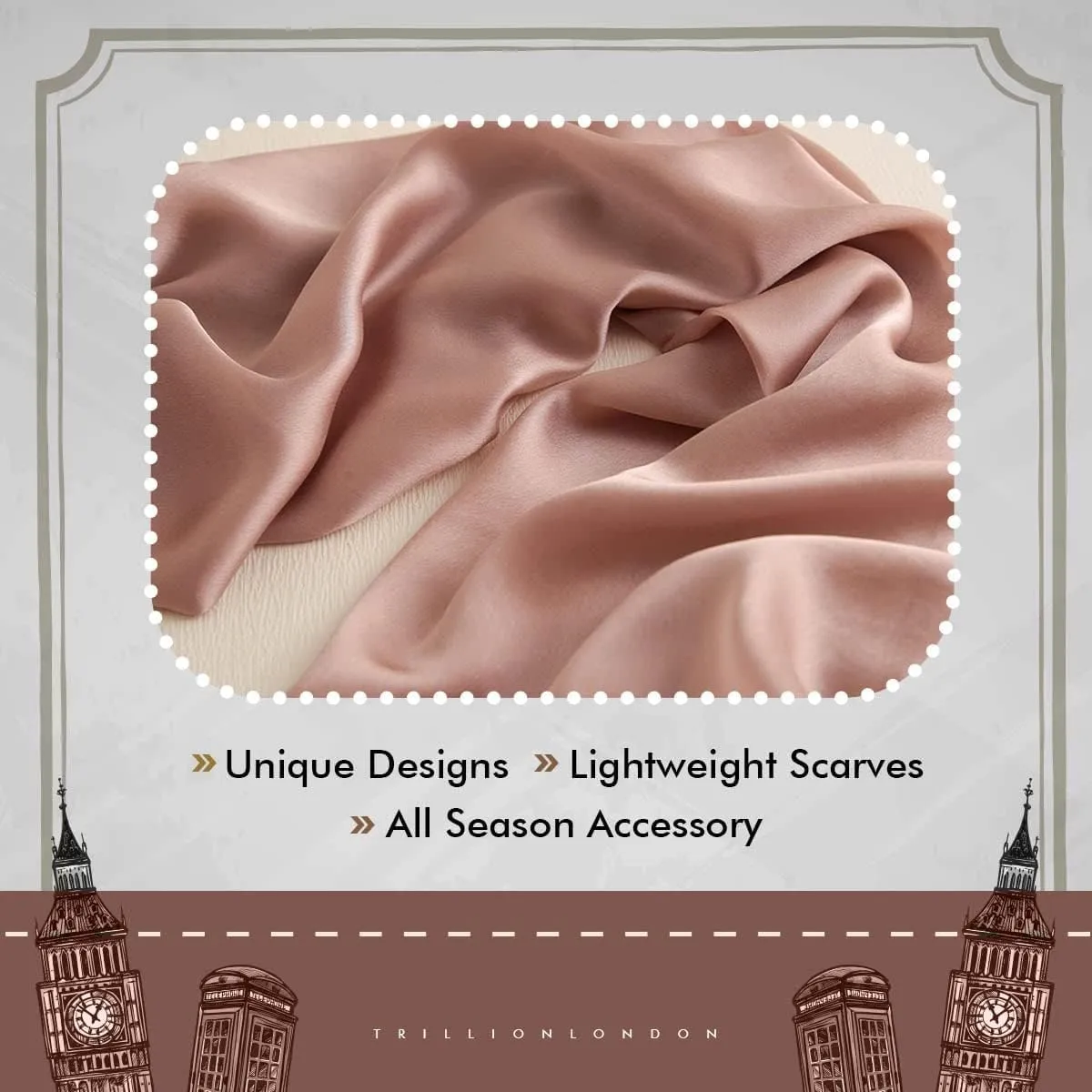 Trillion London Spring Collection Plain Scarves | Silk Neck Scarf For Women | Ladies Lightweight Scarf Shawl Wraps
