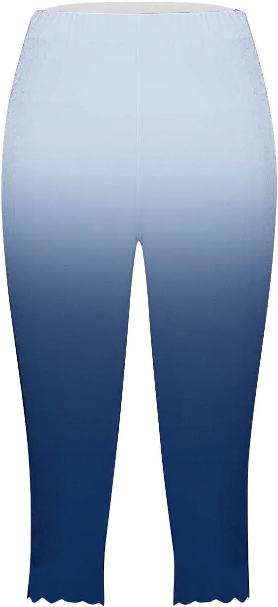 TUNUSKAT Capri Leggings for Women - Summer High Waist Yoga Capris Soft Stretch Workout 3/4 Tight Pants Running Crop Trousers