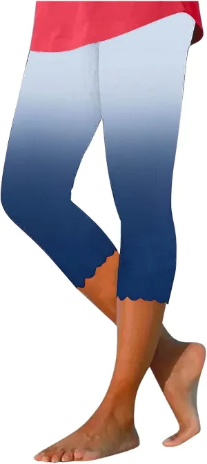 TUNUSKAT Capri Leggings for Women - Summer High Waist Yoga Capris Soft Stretch Workout 3/4 Tight Pants Running Crop Trousers