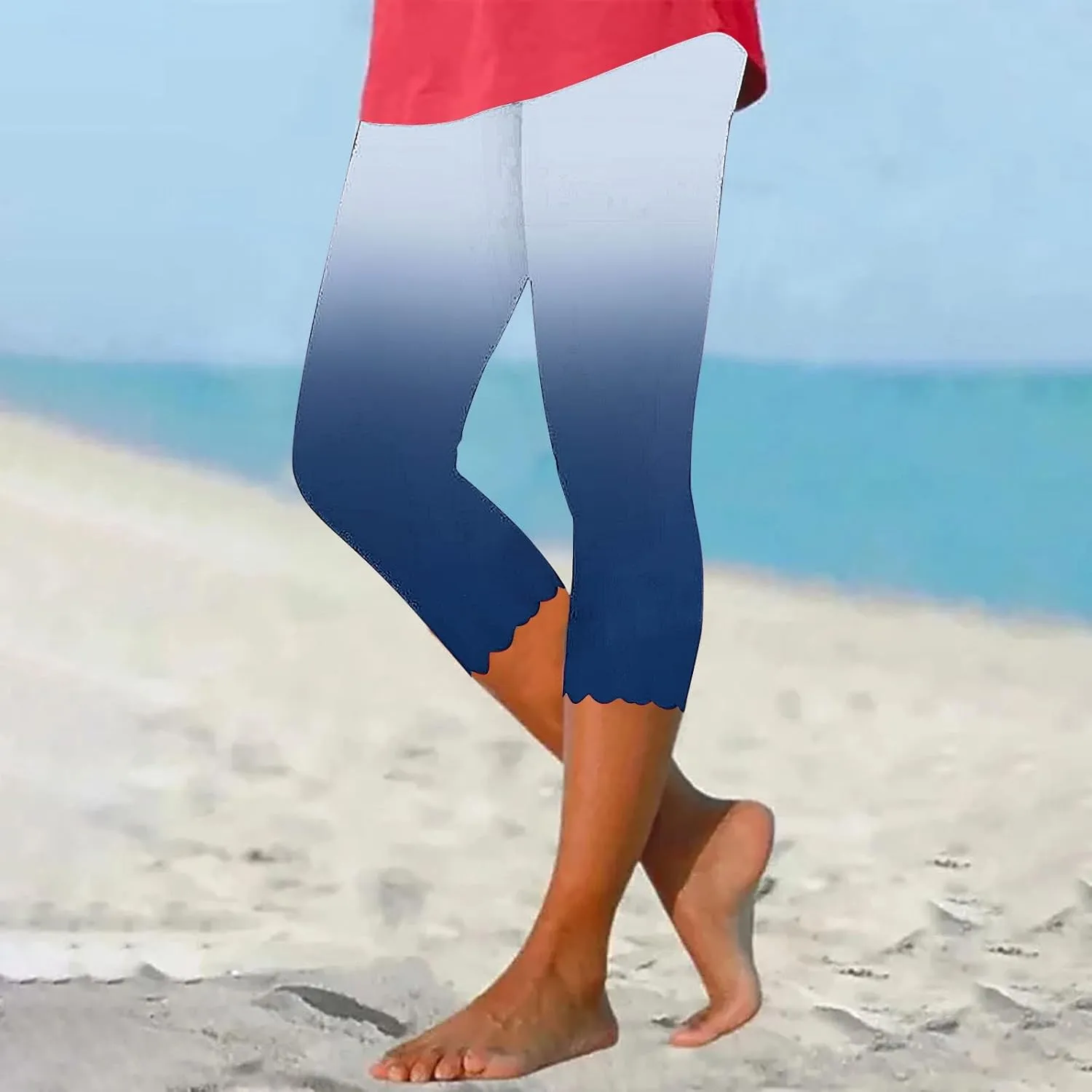 TUNUSKAT Capri Leggings for Women - Summer High Waist Yoga Capris Soft Stretch Workout 3/4 Tight Pants Running Crop Trousers