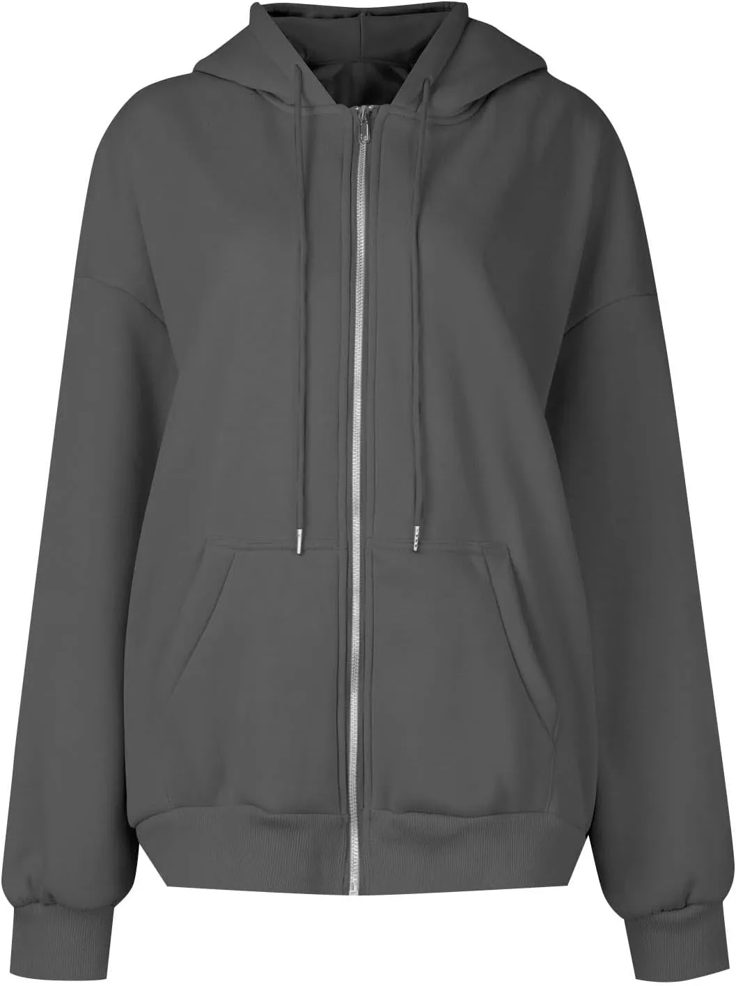TWGONE Womens Zip Up Hoodies Long Sleeve Oversized Sweatshirts Y2K Jacket Pockets Fall Winter Outfits Fashion Clothes